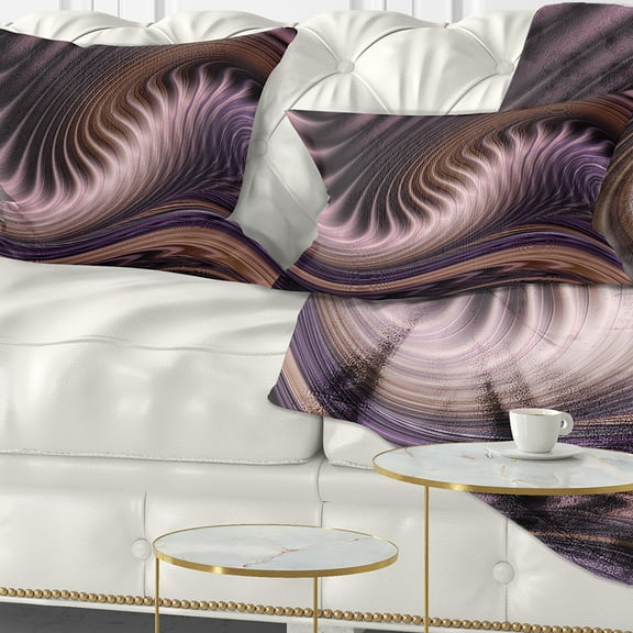 Designart Purple Waves Fractal Wall Art - Abstract Throw Pillow - 12x20
