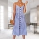 thumbnail image 4 of Vestido midi elegante con cuello en V para mujer Vestido largo de verano a rayas de corte holgado Traje diario FLhrweasw Nuevo, 4 of 9