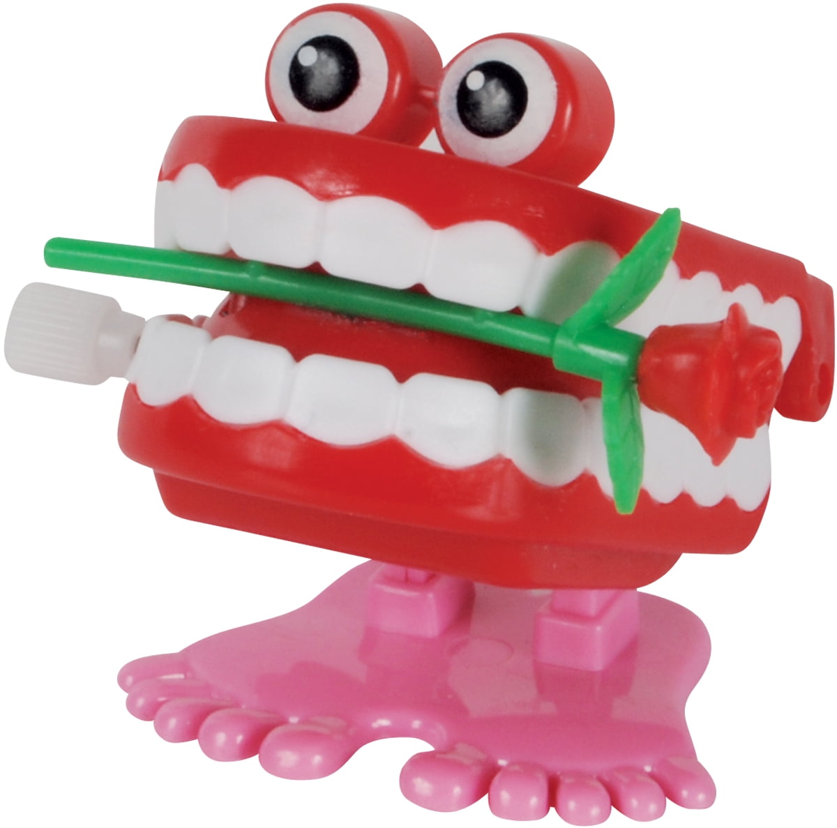 Valentine's Day WindUp Teeth With Rose 2" Novelty Toy, Red White