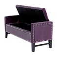 thumbnail image 4 of Inspired Home Megalan Velvet Storage Bench Button Tufted Silver Nailhead Trim Modern, Plum, 4 of 8