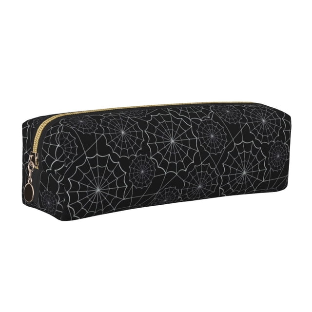 Easygdp Spider Web Black para Estuche de Lápices de Cuero, Estuche de Papelería de Cuero, Estuche de Gran Capacidad con Cremallera