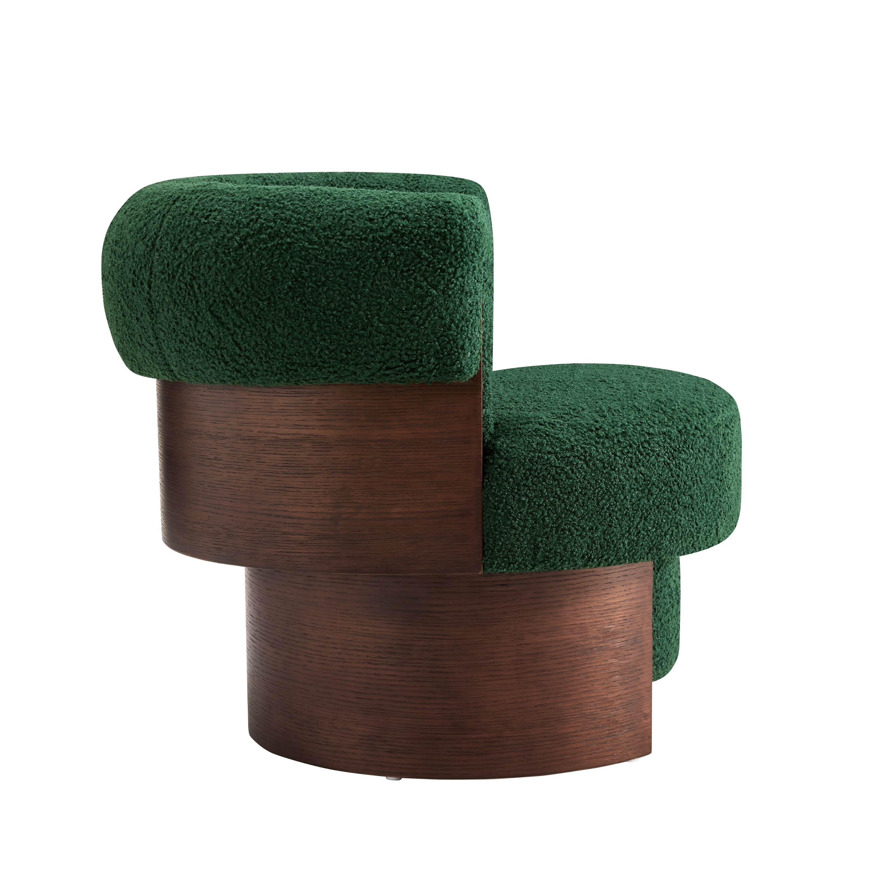 Euroco 360° Swivel Barrel Chair, Modern Curved Sculptural Swivel Accent Chair with Armrest and Soft Cushion,Oversized Upholstered Armchair Single Sofa for Living Room,Bedroom,Small Spaces,Green