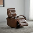 thumbnail image 2 of CHITA Power Swivel Glider Rocker Recliner Nursery Chair with USB for Living Room, Genuine Leather, Brown, 2 of 16