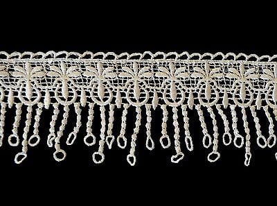 Lily 3.25" Ivory Floral Scalloped Embroidered Venice Lace Fringe Trim By Yardage