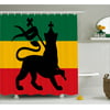 Rasta Shower Curtain, Rastafarian Flag with Judah Lion on Reggae Music Inspired Decor Image, Fabric Bathroom Set with Hooks, 69W X 84L Inches Extra Long, Black Red Green and Yellow, by Ambesonne
