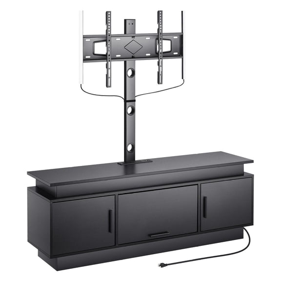 60" TV Stand with Mount for up to 75 in TVs, Entertainment Center with Power Outlet & , Height Adjustable TV Console with Mount with 3 Tiers Storage Cabinets for Bedroom, Living Room