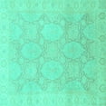 thumbnail image 1 of Ahgly Company Indoor Square Oriental Turquoise Blue Traditional Area Rugs, 6' Square, 1 of 4