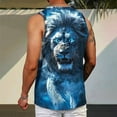 thumbnail image 4 of Sakmal Blue Men Tank Tops Scoop Neck Blue Lion Stringer Graphic Camisole Lightweight Muscle Sleeveless Shirts, 4 of 7