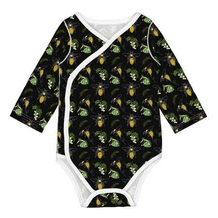 

Coaee Bee Floral for Soft Cotton Baby Long-Sleeve Bodysuit Girls Boys Bodysuit Romper