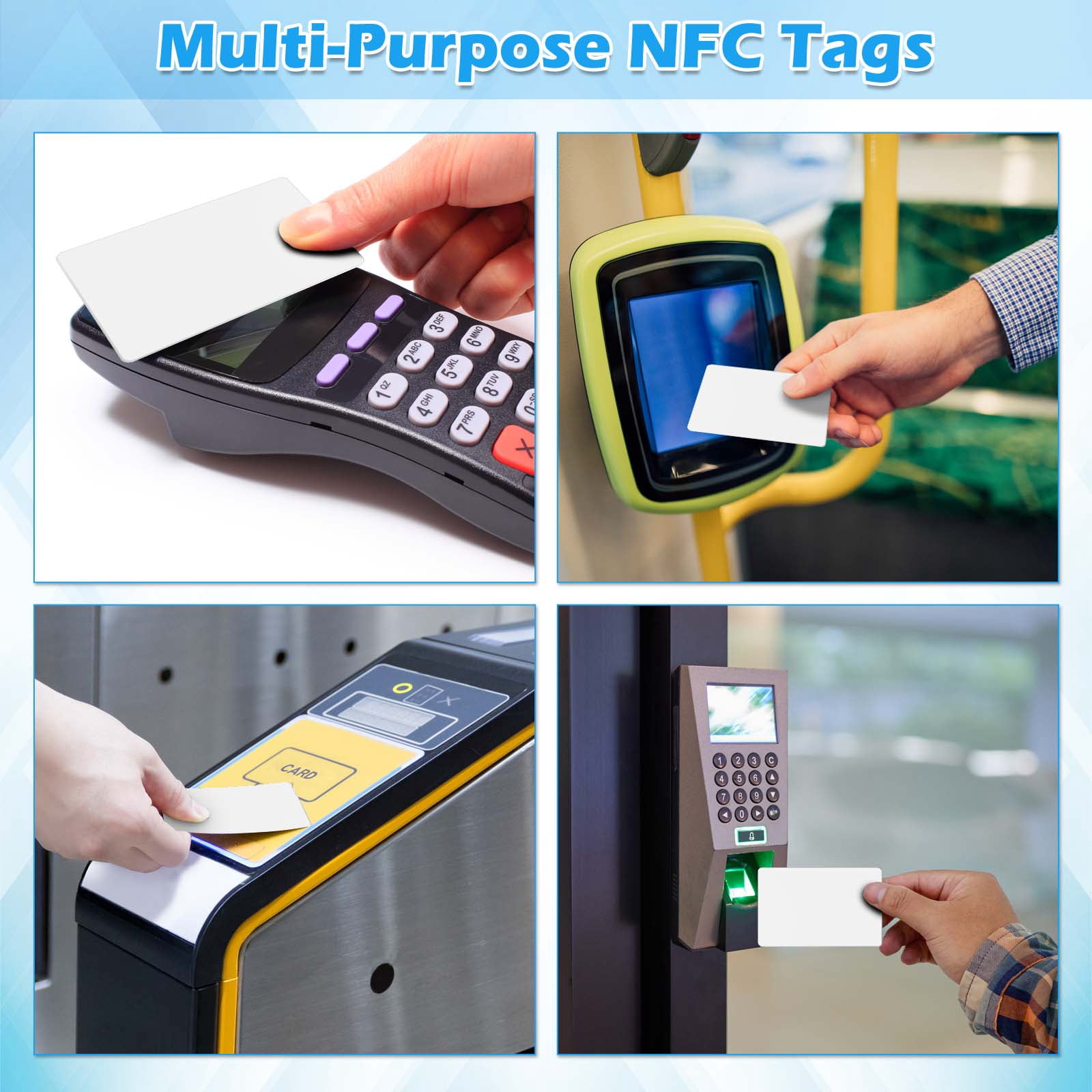 200pcs NFC Cards, Rewritable NTAG215 NFC Tags Programmable NFC Tags White Blank PVC Cards, 504 Bytes Memory NFC Business Card Chip for NFC Enabled Devices Phone Calls Automatically Commands