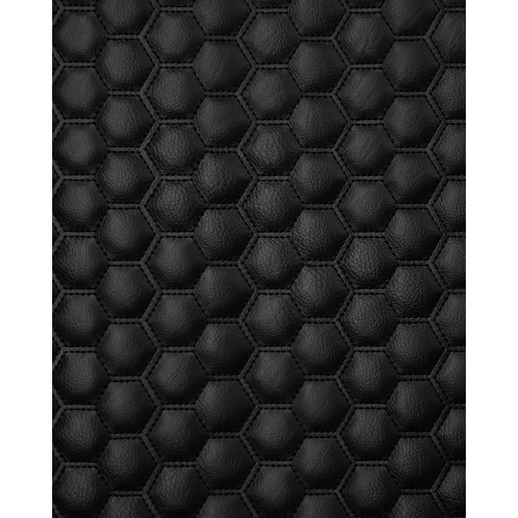 Quilted Vinyl Padded Upholstery Fabric w 3/8" Foam Backing Smooth 1" Honeycomb /58" Wide/Continuous Yard/ Backdrop, DIY Home Decor, Automotive Customizer, Boat Restorer, Crafter (Black, Black Stitch)