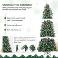 thumbnail image 3 of 7FT Artificial Christmas Tree w/ 1100 PVC Branch Tips, Red Berries for Home Office Party Decor, Snow Flocked Xmas Tree with Foldable Metal Stand, Indoor Holiday Festival Decoration, 3 of 8
