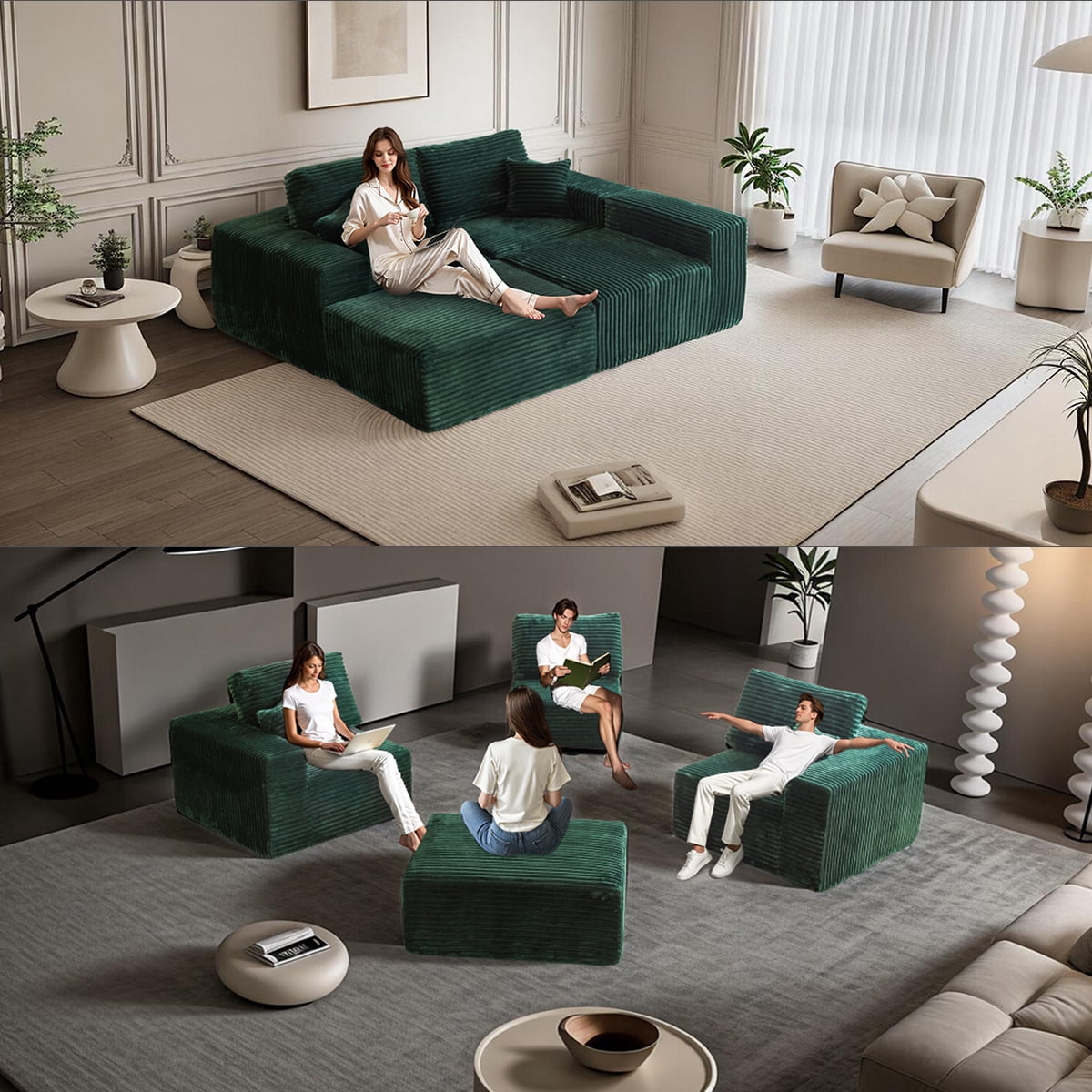 Boneless Cloud sofa, Small Sectional Loveseat Sofa with Memory Foam,No Assembly Required,Soft Corduroy Fabric,Compact Box Delivery for Apartments & Living Rooms