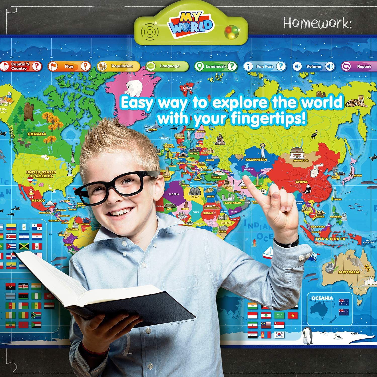I-poster My World Interactive Map Educational Talking Toy of Ages 5 to 12 Years for sale online 