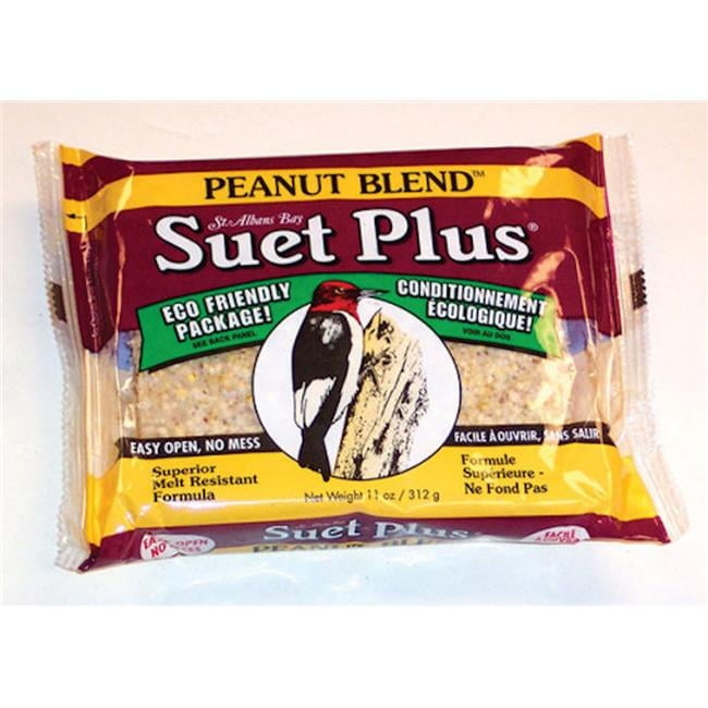 Wildlife Sciences Peanut Blend Suet Plus Bird Feed, Melt Resistant Formula, 11oz 12 Pack