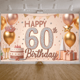 thumbnail image 4 of Rose Gold Theme Happy 60th Birthday Party Banner for Celebration Indoor Decoration Event, 4 of 9