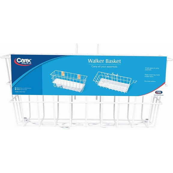 Carex Snap-On Walker Basket, Easily Store Your Belongings, Fits Most Walkers, White