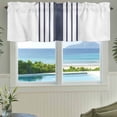 thumbnail image 3 of Blue Vertical Striped Farmhouse Short Window Curtain Valances, White Minimalist Modern Rod Pocket Kitchen Valances for Living Room Bedroom Bathroom Cafe 42" x 12", 3 of 8