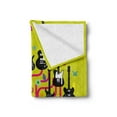 thumbnail image 2 of Music Soft Flannel Fleece Throw Blanket, Guitars for Rock Stars Above a Tree Plant Modern Geometric Design Print, Cozy Plush for Indoor and Outdoor Use, 60" x 80", Hot Pink Apple Green, by Ambesonne, 2 of 5