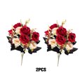 thumbnail image 2 of Advancent Ramo de flores artificiales para interior o exterior, 2 pack/lote, con elegantes flores y plantas de imitación Flores artificiales rojo, 2 of 6
