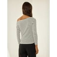 thumbnail image 5 of Striped Carmen Collar Long Sleeve Top, 5 of 6