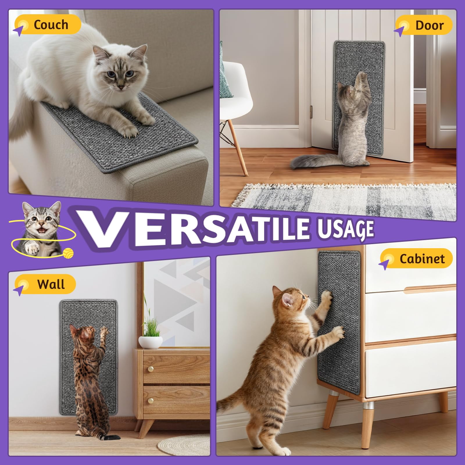 Door Protector From Cat 19.6" X 7.8" Wall Corner Scratcher  Anti Scratch Frame Furniture For Indoor Cats