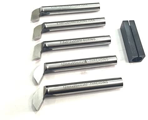 HSS THREADING & BORING TOOL SET WITH HOLDER FOR LATHE MACHINE (12 MM SHANK)