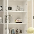 thumbnail image 4 of KULAGAGA Large Bookcase Display Cabinet with Glass Door and Drawers, 6-Door Kitchen Pantry Storage Cabinet for Living Room, White, 4 of 6