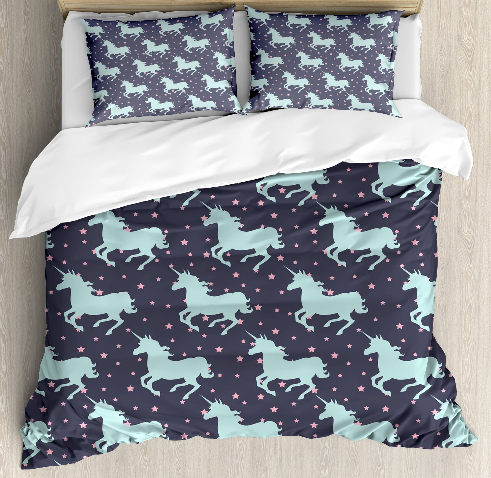 Unicorn Duvet Cover Set Cute Magic With Le Little Spot Unicorn Duvet Cover Set Cute Magic With Le Little Spot Stars And Dark Background Art Decorative Bedding Pillow Shams Blue