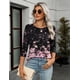 thumbnail image 3 of Camiseta Zeagoo con cuello redondo y estampado floral y manga 3/4 para mujer, 3 of 5