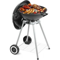 Portable Charcoal Grill, 17 Inch Camping BBQ Grill with Wheels for Outdoor Cooking Picnic Barbecue