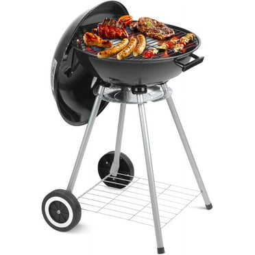 Portable Charcoal Grill, 17 Inch Camping BBQ Grill with Wheels for Outdoor Cooking Picnic Barbecue