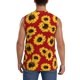 thumbnail image 4 of Fotbe Sunflowers On Red Men's Camiseta sin Mangas Estampada para Hombres, Playera Casual para Gimnasio, Entrenamiento, Playa-Medium, 4 of 7