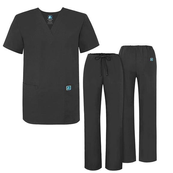 Adar Universal Unisex Scrubs - Unisex Drawstring Scrub Set - 701 - Pewter - 5X