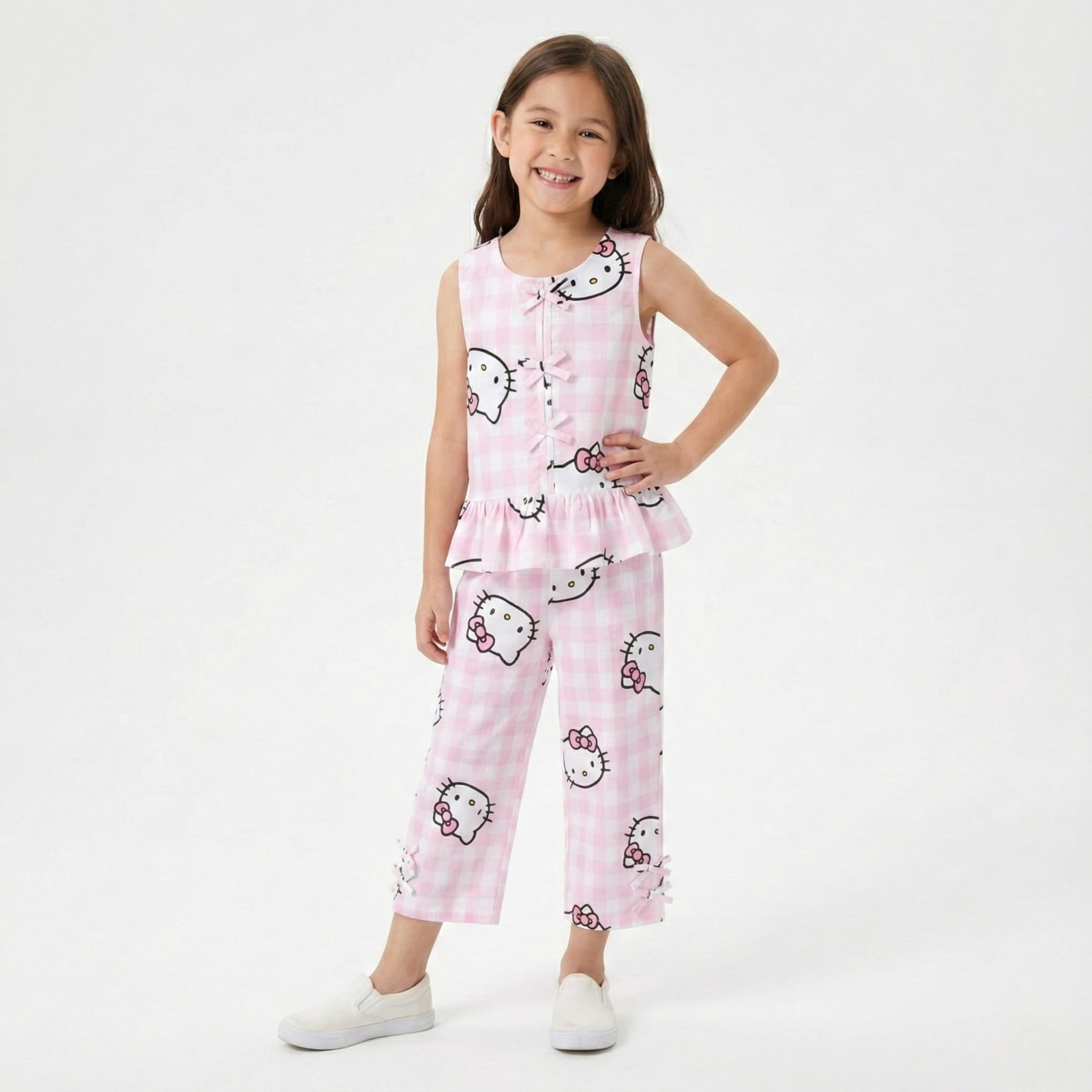 Hello Kitty Gingham Top and Pants Set (Girls), 2 Piece Set, Sizes 4-10