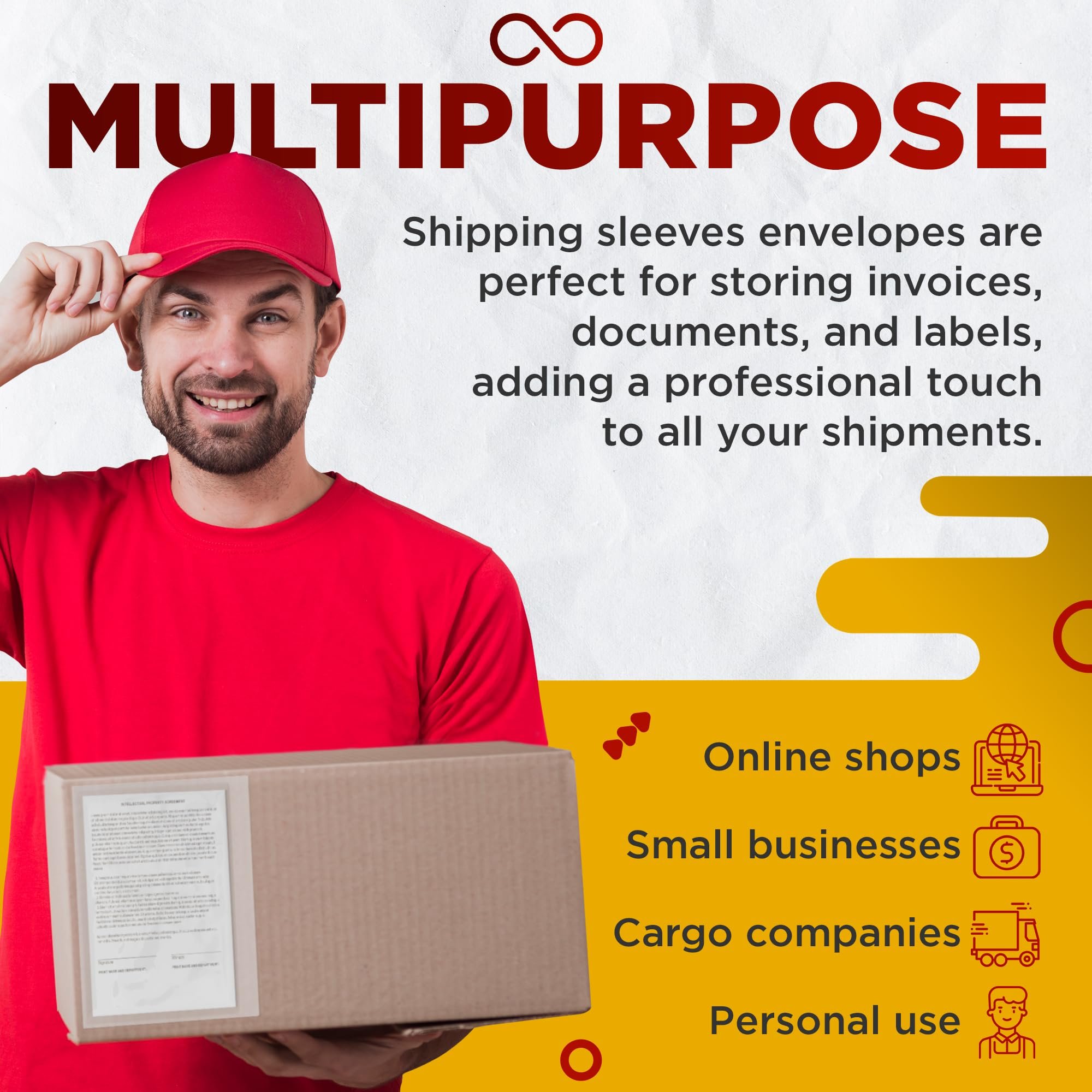 Packing Slip Envelope Pouches 7x10 Pack of 100 Clear Plastic Shipping Sleeves; Self-Sealing Shipping Label