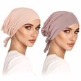 thumbnail image 1 of Minnieouse 2 unids/set fácil de usar Hijab musulmán interior moda y práctico Hijab Cap turbante bufanda ajustable Sombreros Beige + Caqui claro, 1 of 6
