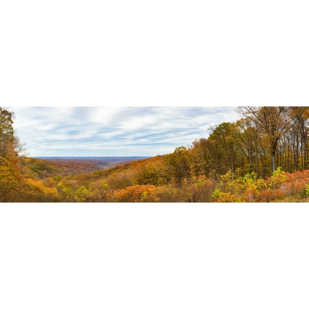 Elevated view of autumn trees Brown County State Park Brown County Indiana USA Canvas Art - Panoramic Images (6 x