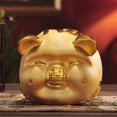 thumbnail image 2 of Caja de ahorros Lucky Pig Year de cerámica dorada de Piggy Bank, 2 of 2