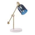thumbnail image 2 of Marcel Contemporary Table Lamp in White Marble, Gold Metal and Blue Glass, 2 of 5