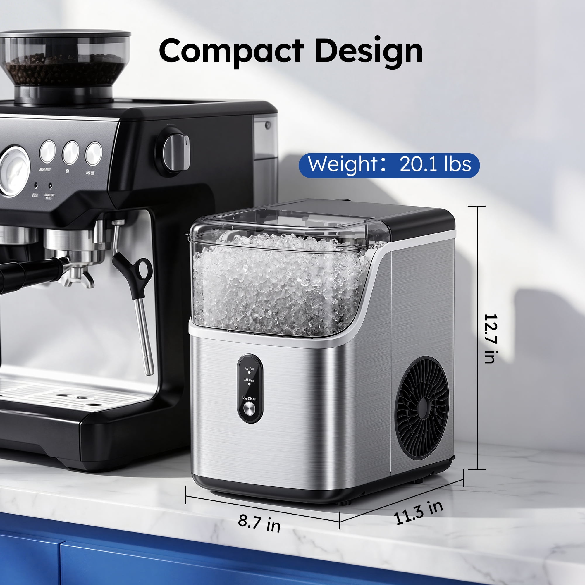 あい2 コンパクト SIMZLIFE Nugget Ice Maker Countertop, Portable Self-Cleaning