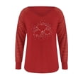 thumbnail image 4 of Bospose Long Sleeve Shirt Ladies V-Neck Shirt Women'S Fashion Hoodies & Sweatshirts Woman T-Shirt Autumn Print Loose Blouse Tops Lady Hot Diamond Hollow Top T-Shirt 614 Xxl, 4 of 5