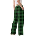 thumbnail image 6 of Women's Pajama Pants Lightweight Casual Comfy Palazzo Pants, Plaid Print Sleepwear Loungewear Bottoms with Pockets,Green,M, 6 of 6
