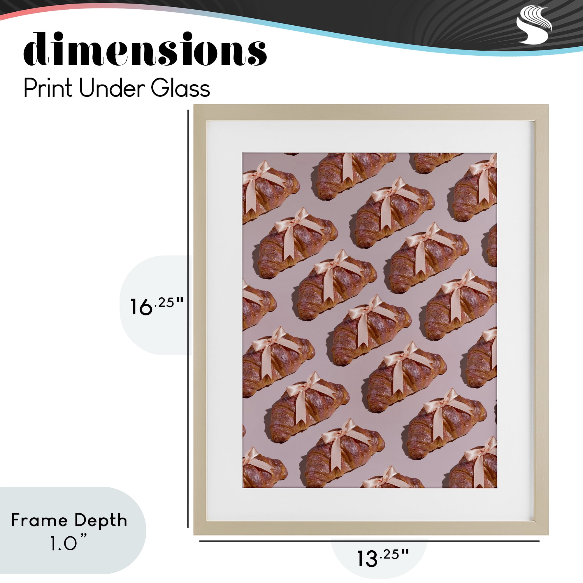 Stupell Industries Croissants with Ribbons Pattern Birch Framed Print Under Glass, design by LISH Creative