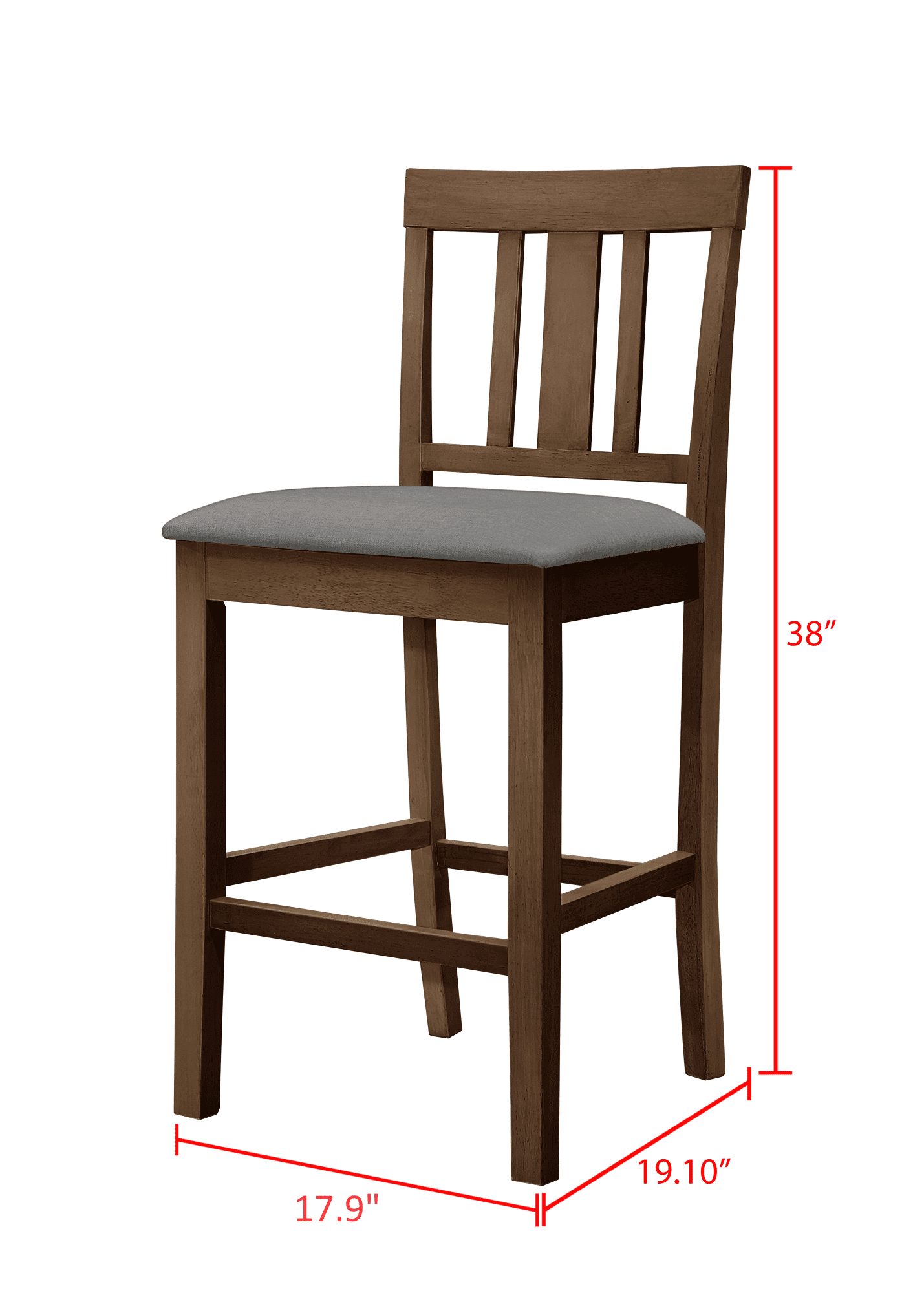 Home Design Kinsley Counter Chairs (Set of 4), Brown/Gray, Slat-back design, Padded seat, Comfortable seating, Sturdy frame, Modern minimalist style, Durable construction