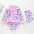 thumbnail image 2 of BOOMNY Toddler Girls 2 Peice Swimsuits Long Sleeve Bathing Suit for Kids Cartoon Graphic Lightweight Summer Vacation Beach Swimwear, 2 of 4