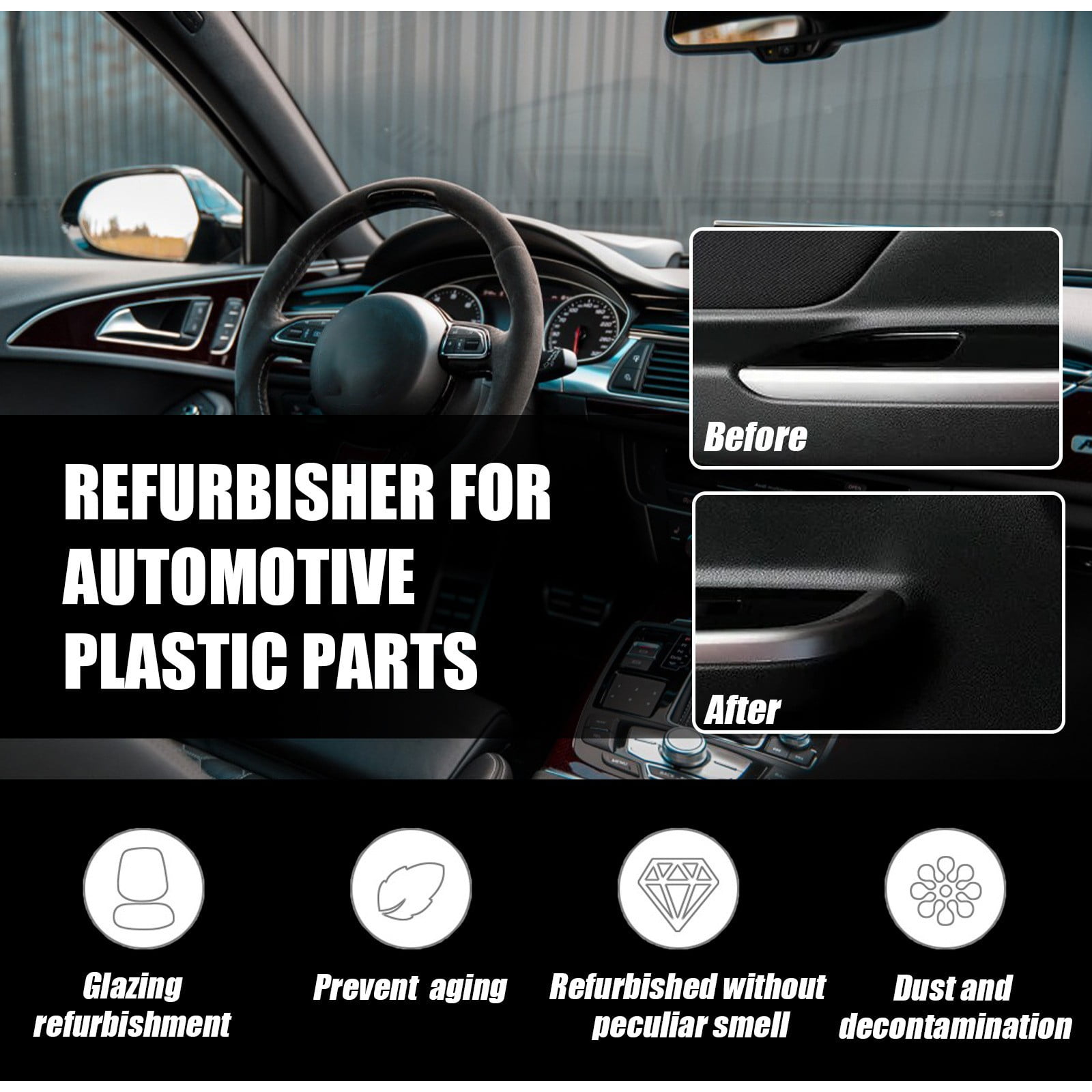 Car Plastic Refurbishment Agent Car Interior Dashboard Panel Wax Dustproof  Varnish Plastic Leather Refurbisher Car Supplies