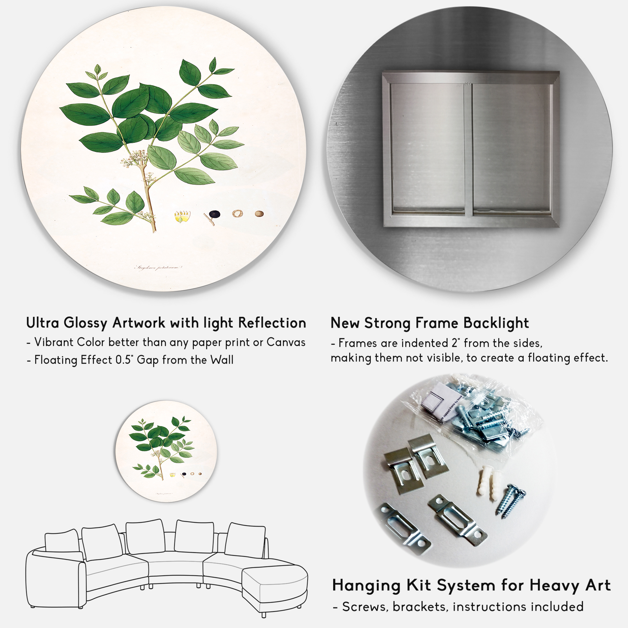 Designart 'Ancient Botanicals VI' Farmhouse Circle Metal Wall Art 11x11 - Disc of 11
