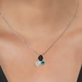 thumbnail image 3 of 925 Silver and 10K Yellow Gold Onyx and Lab Grown Diamond and Blue Moissanite 3 Stone Pendant Necklace for Women | 2.29 Cttw | Pear Shape 8X6MM | Oval 7X5MM | Round 5MM | with 18 inch Chain, 3 of 4
