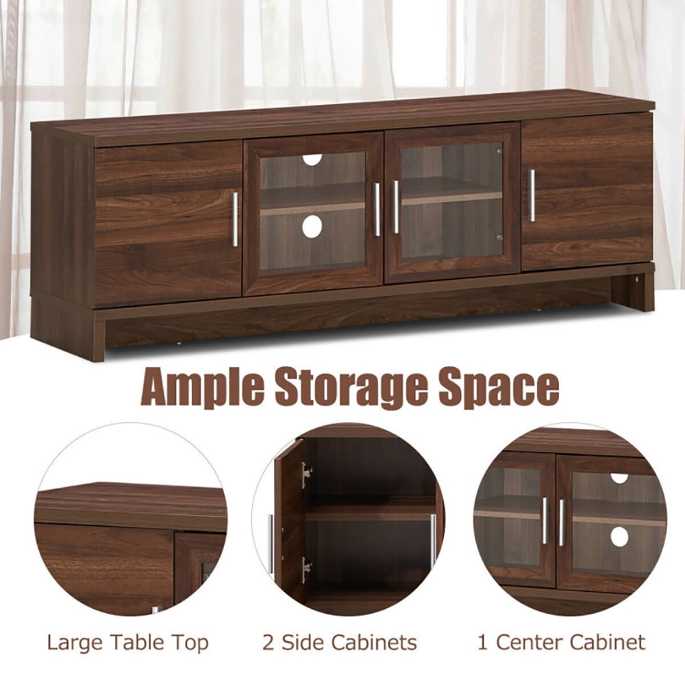 Finihen TV Stand, TV Cabinet, Media Entertainment TV Stand for TVs up to 70 Inches with Adjustable Shelf, Media Entertainment Center with Storage, for Living Room, Bedroom, Walnut